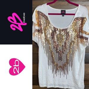 EUC 2B Bebe sequin Top Sz L
